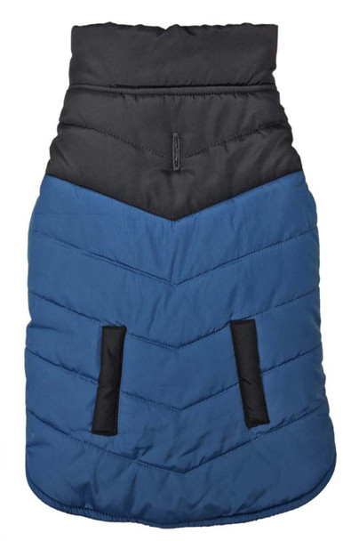 Fashion Pet Reversible Color Block Puffer Jacket - Blue - XXS