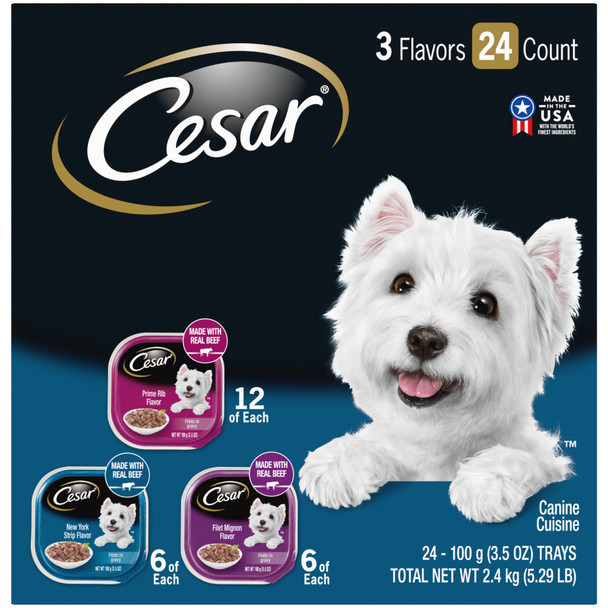 Cesar Filets in Gravy Adult Wet Dog Food - Variety Pack (Prime Rib