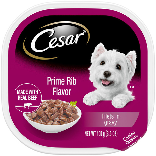 Cesar Filets in Gravy Adult Wet Dog Food - Prime Rib - 3.5 oz