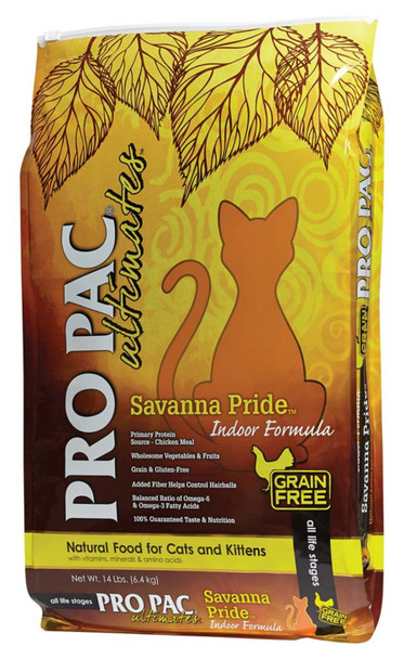 Pro Pac Ultimates Grain Free Indoor Dry Cat Food - Savanna Pride - 14 lb