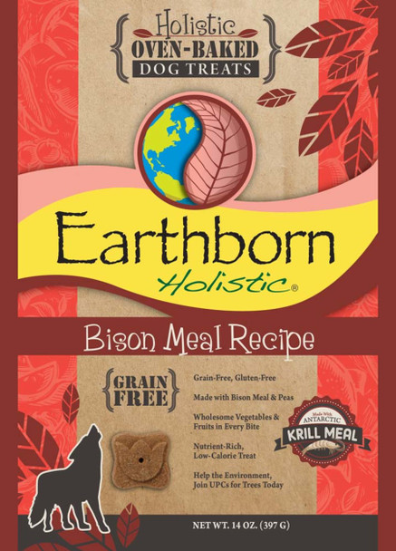 Earthborn Holistic Grain-Free Oven Baked Dog Treats - Bison - 14 oz