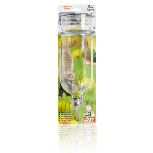 Lixit Chew Proof Glass Bottle for Small Animals - Clear - 6 oz