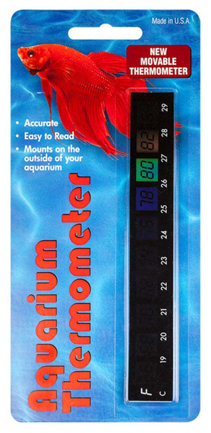 LCR Hallcrest Liquid Crystal Aquarium Thermometer Horizontal - Black