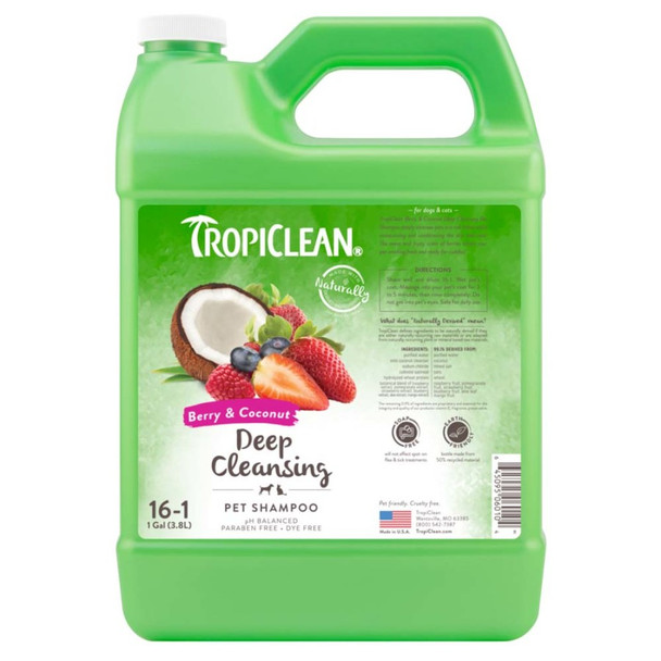 TropiClean Berry & Coconut Deep Cleansing Shampoo for Pets - 1 gal