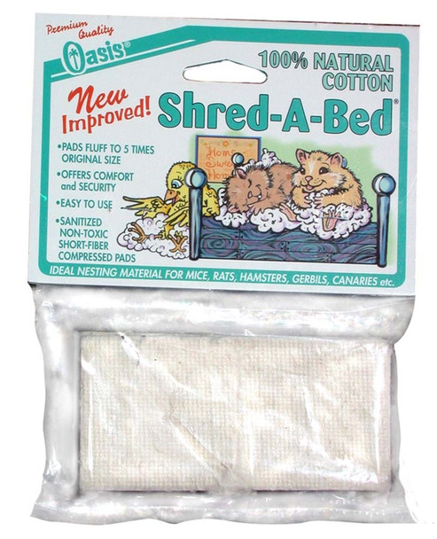 Oasis Shred-A-Bed Hamster Bedding - White - 2 In X 2 in