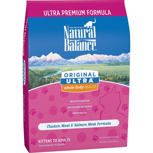 Natural Balance Pet Foods Original Ultra Premium Whole Body Health Dry Cat Food - Chicken Meal & Salmon Meal - 15 lb