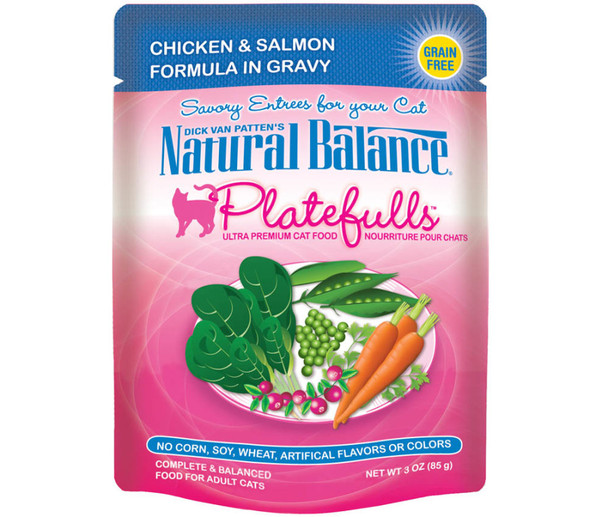 Natural Balance Pet Foods Platefulls Wet Cat Food - Chicken & Salmon in Gravy - 3 oz