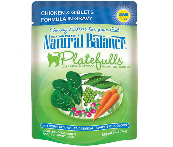 Natural Balance Pet Foods Platefulls Wet Cat Food - Chicken & Giblets in Gravy - 3 oz