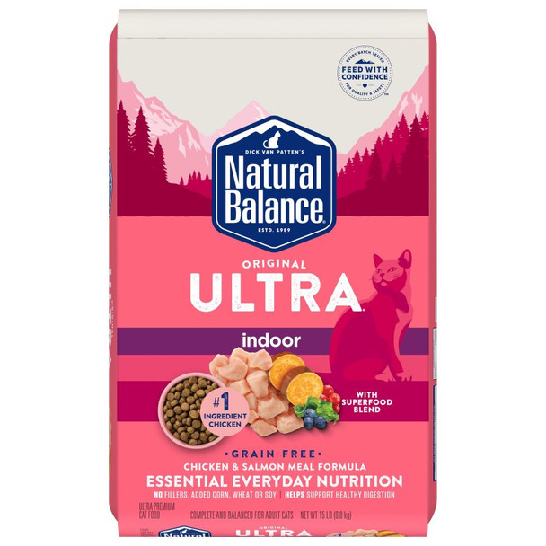 Natural Balance Pet Foods Original Ultra Grain Free Indoor Dry Cat Food - Chicken & Salmon Meal - 15 lb