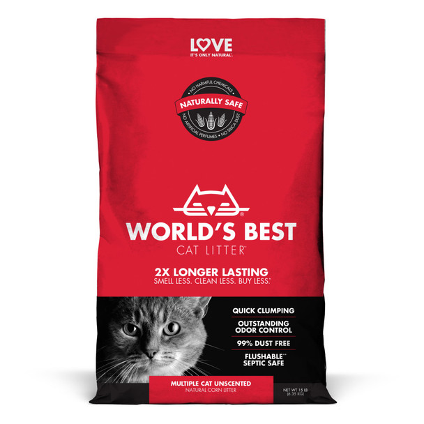 World's Best Cat Litter Multiple Cat Unscented Cat Litter - 15 lb