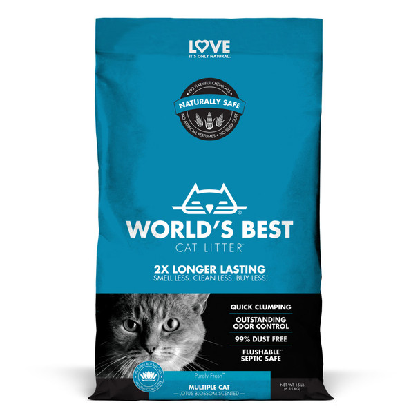 World's Best Cat Litter Multiple Cat Lotus Blossom Scented Cat Litter - 15 lb