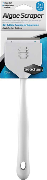 Seachem Laboratories 3-in-1 Algae Scraper for Glass and Acrylic Aquariums - 12 in