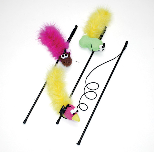 Spot Feather Boa Teaser Wand with Catnip - Assorted - 12 in