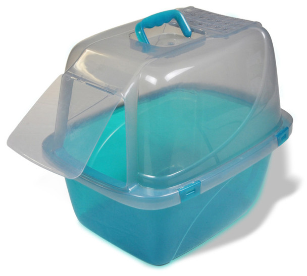Van Ness Plastics Translucent Enclosed Cat Litter Box - Blue - LG