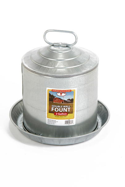 Little Giant Double Wall Metal Poultry Waterer - Silver - 2 gal