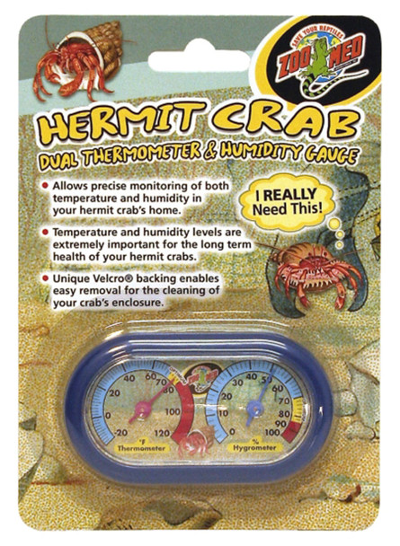 Zoo Med Hermit Crab Dual Thermometer & Humidity Gauge - Assorted