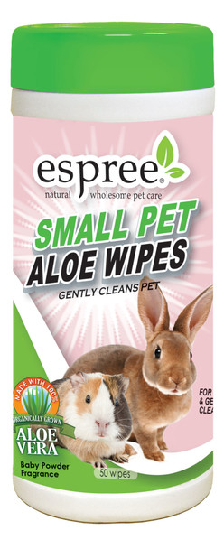 Espree Small Pet Aloe Wipes Baby Powder - 50 ct