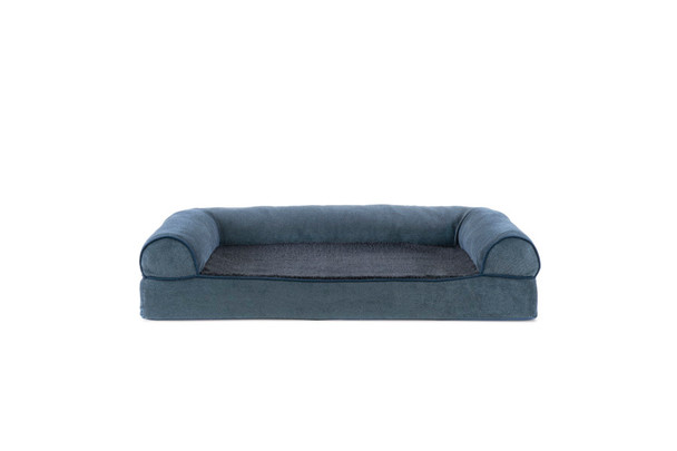 Fur Haven Pet Products Sherpa & Chenille Sofa Orthopedic Pet Bed - Orion Blue - MD