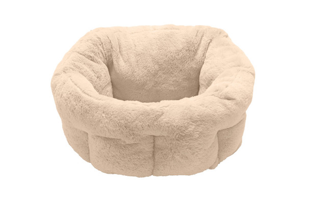 Fur Haven Pet Products Luxury Faux Fur Warming Cuddler Pet Bed - Cream - SM