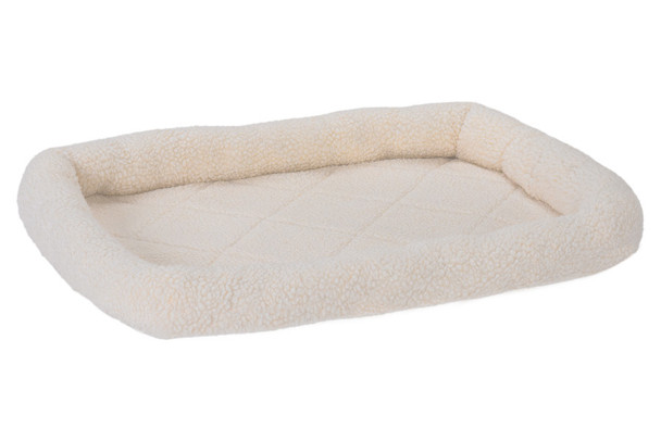 Fur Haven Pet Products Faux Lambswool Pet Crate Bolster Bed - Cream - SM