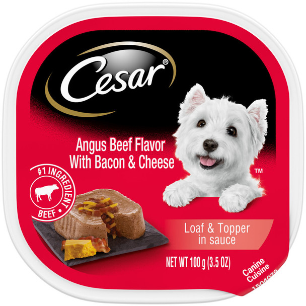 Cesar Loaf & Topper in Sauce Adult Wet Dog Food - Bacon & Cheese - 3.5 oz - 0515