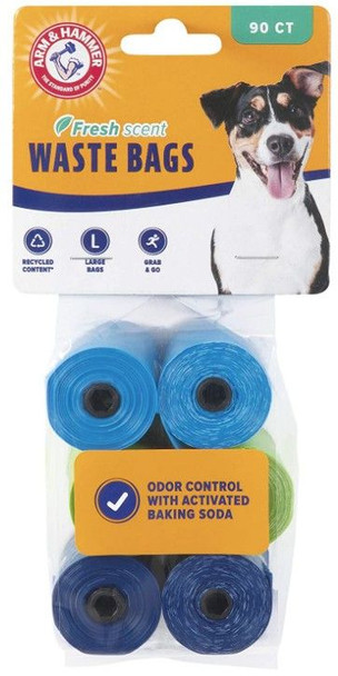 Arm and Hammer Dog Waste Refill Bags Fresh Scent Assorted Colors 90 count