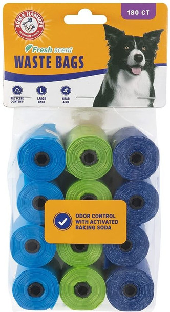 Arm and Hammer Dog Waste Refill Bags Fresh Scent Assorted Colors 180 count