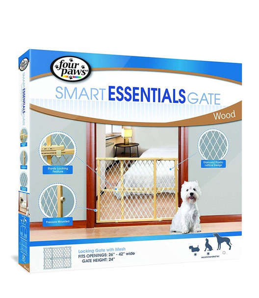 Four Paws Smart Essentials Wood Gate 26-42W x 24H