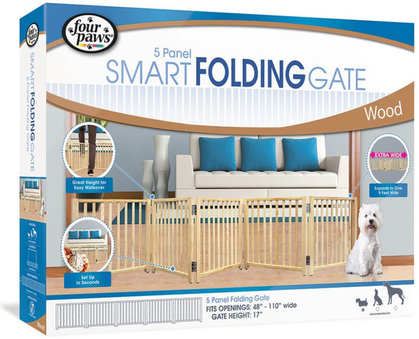 Four Paws Free Standing Gate for Small Pets 5 Panel (For openings 48-110 Wide)