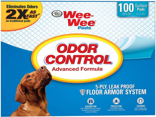 Four Paws Wee Wee Pads - Odor Control 100 Pack - (22L x 23W)