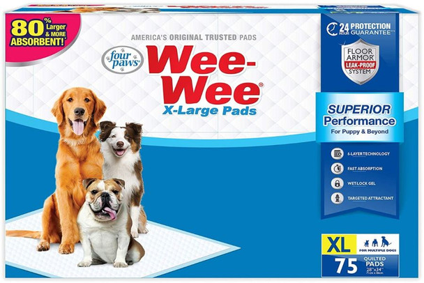 Four Paws X-Large Wee Wee Pads 28 x 34 75 count