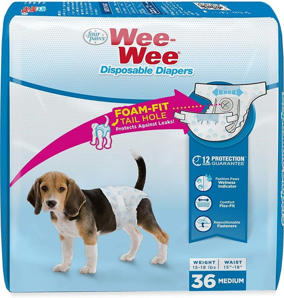 Four Paws Wee Wee Disposable Diapers Medium 36 count