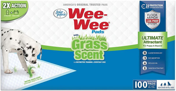 Four Paws Wee Wee Grass Scented Puppy Pads 100 count