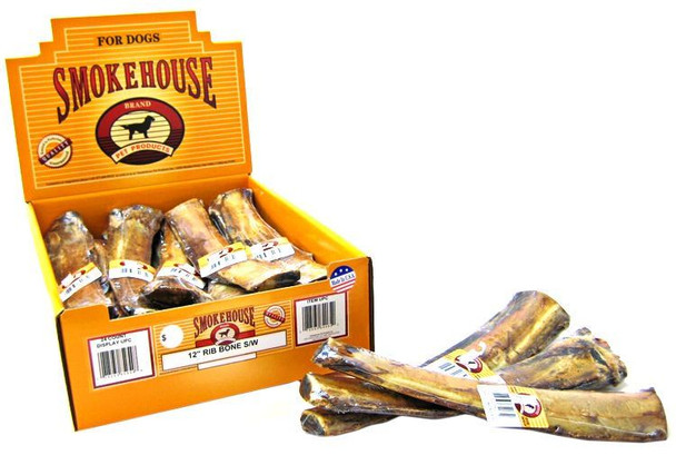 Smokehouse Treats Rib Bone 12 Long (24 Pack with Display Box)