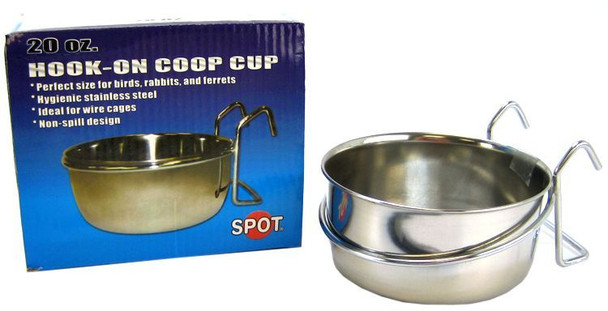 Spot Stainless Steel Hook-On Coop Cup 20 oz (5.5 Diameter)