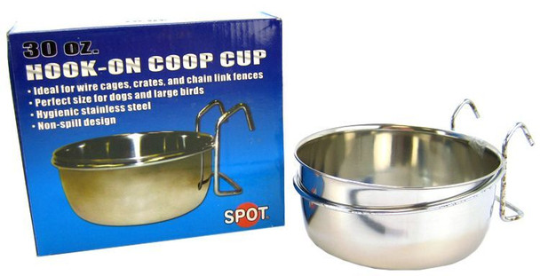 Spot Stainless Steel Hook-On Coop Cup 30 oz (6.5 Diameter)