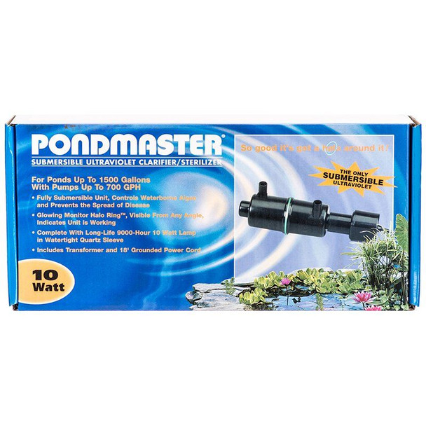 Pondmaster Submersible Ultraviolet Clarifier & Sterilizer 10 Watts - 700 GPH (1,500 Gallons - .75 Inlet/Outlet)
