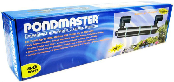 Pondmaster Submersible Ultraviolet Clarifier & Sterilizer 40 Watts - 2,400 GPH (6,000 Gallons - 1.5 Inlet/Outlet)