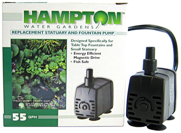 Hampton Water Gardens Replacement Statuary & Fountain Pump 55 GPH with 6' Power Cord