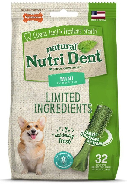 Nylabone Natural Nutri Dent Fresh Breath Dental Chews - Limited Ingredients - 2644