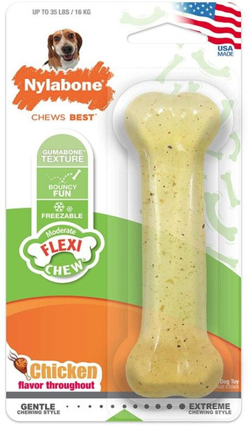 Nylabone Flexi Chew Dog Bone - Chicken Flavor - 8172