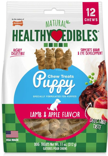 Nylabone Natural Healthy Edibles Puppy Chew Treats - Lamb Apple Flavor - 5348