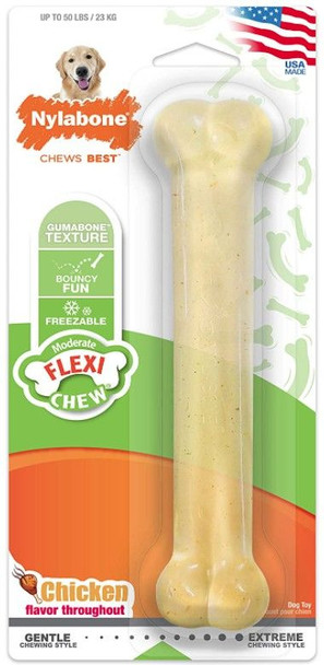 Nylabone Flexi Chew Dog Bone - Chicken Flavor - 8189