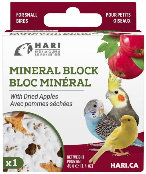 HARI Dried Apple Mineral Block for Small Birds 1.4 oz