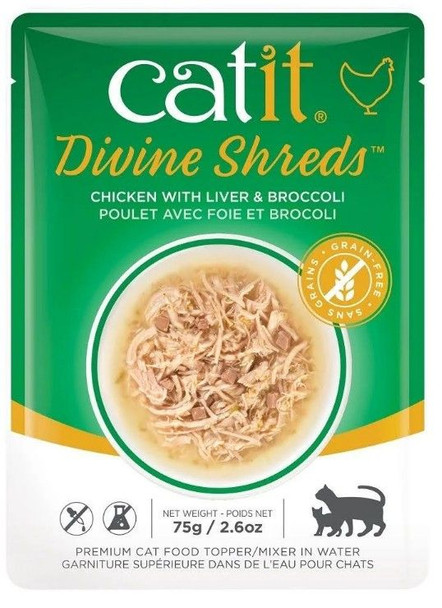 Catit Divine Shreds Chicken with Liver and Broccoli 2.65 oz