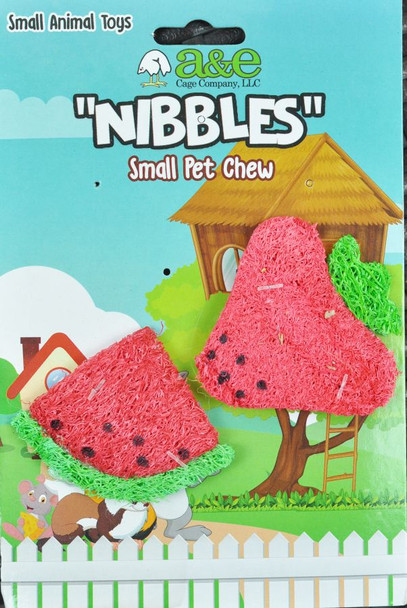 AE Cage Company Nibbles Strawberry and Watermelon Loofah Chew Toys 2 count