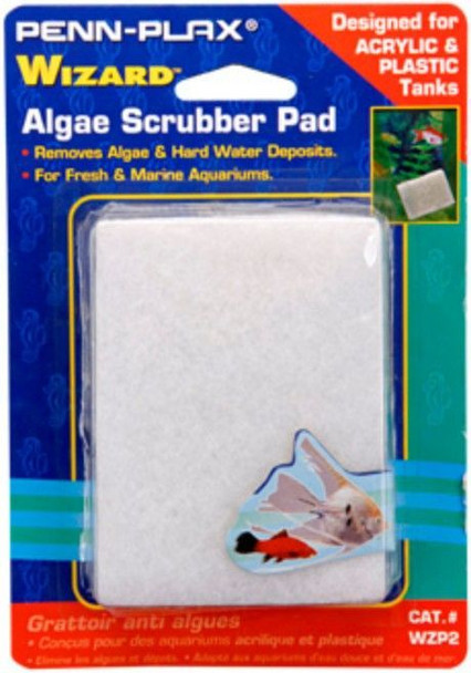 Penn Plax Wizard Algae Scrubber Pad for Acrylic or Glass Aquariums 3L x 4W - 1 count