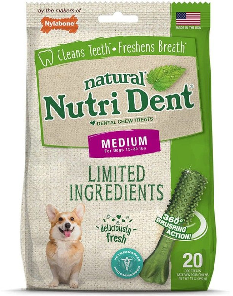 Nylabone Natural Nutri Dent Fresh Breath Dental Chews - Limited Ingredients - 2712