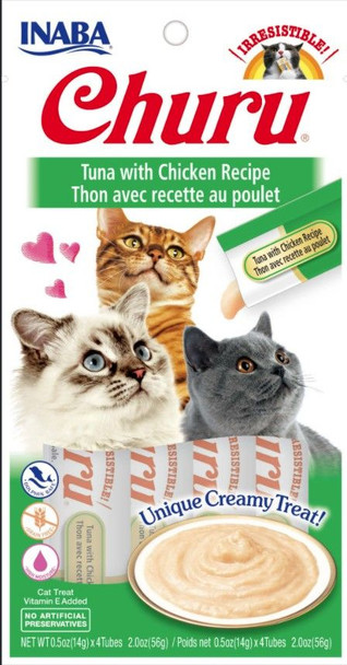 Inaba Churu Tuna with Chicken Recipe Creamy Cat Treat 4 count