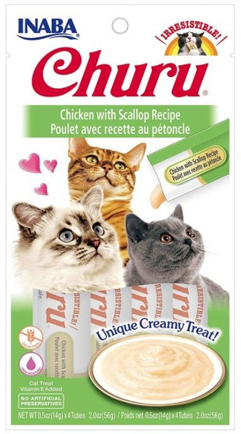 Inaba Churu Chicken with Scallop Recipe Creamy Cat Treat 4 count
